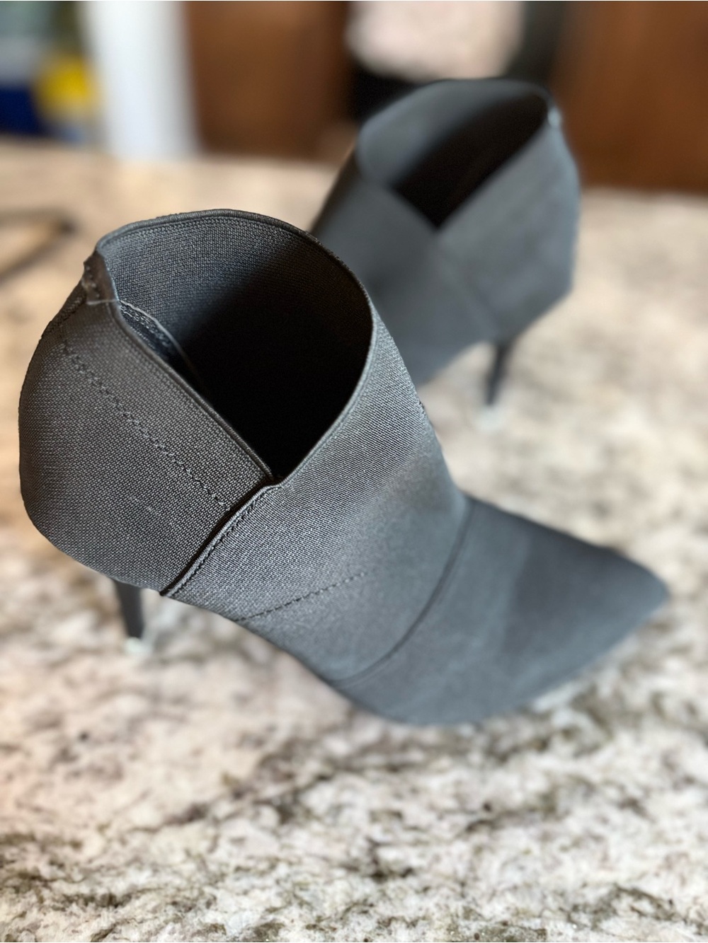 Black Pointed-Toe Stiletto Ankle Boots high heel -red bottom